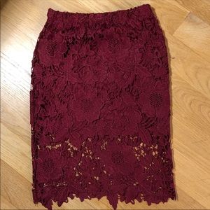 Burgundy lace skirt